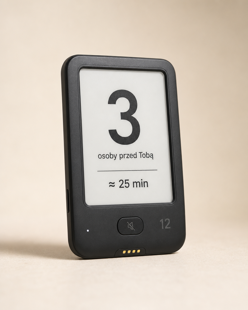 Pager — stan oczekiwania: 3 osoby przed Tobą, około 25 minut